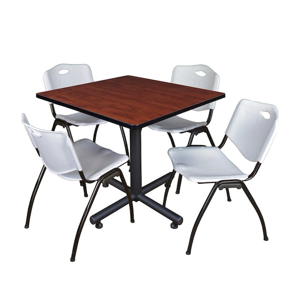 Kobe Square Tables > Breakroom Tables > Kobe Square Table & Chair Sets, Wood|Metal|Plastic Top, Cherry - TKB3636CH47GY