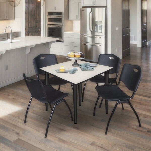 Regency Kahlo Square Table & Chair Sets, 42 W, 42 L, 29 H, Wood, Metal, Plastic Top, Maple - TPL4242PLBK47BK