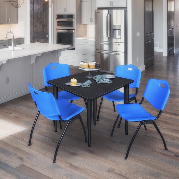 Regency Kahlo Square Table & Chair Sets, 48 W, 48 L, 29 H, Wood, Metal, Plastic Top, Ash Grey - TPL4848AGBK47BE