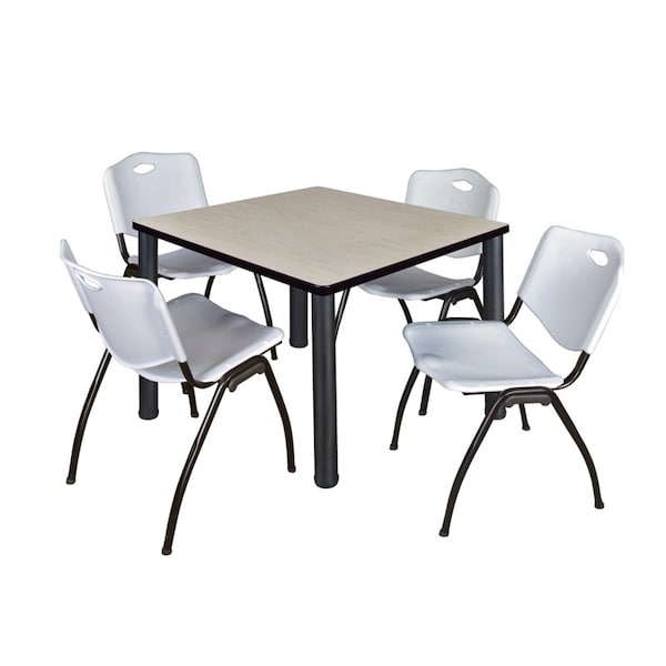 Kee Square Tables > Breakroom Tables > Kee Square Table & Chair Sets, Wood|Metal|Plastic Top, Maple - TB3636PLBPBK47GY