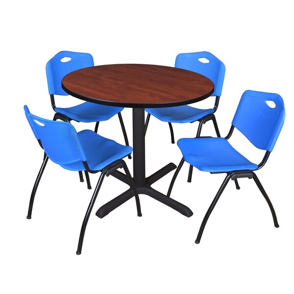 Cain Round Tables > Breakroom Tables > Cain Round Table & Chair Sets, Wood|Metal|Plastic Top, Cherry - TB36RNDCH47BE