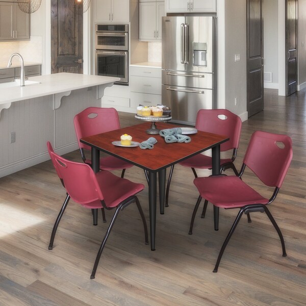 Regency Kahlo Square Table & Chair Sets, 48 W, 48 L, 29 H, Wood, Metal, Plastic Top, Cherry - TPL4848CHBK47BY
