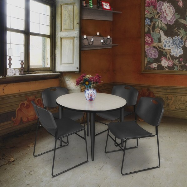 Regency Kahlo Round Table & Chair Sets, 42 W, 42 L, 29 H, Wood, Metal, Polypropylene Top, Maple - TPL42RNDPLBK44BK
