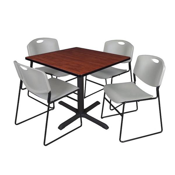 Cain Square Tables > Breakroom Tables > Cain Square Table & Chair Sets, Wood|Metal|Polypropylene Top - TB3636CH44GY