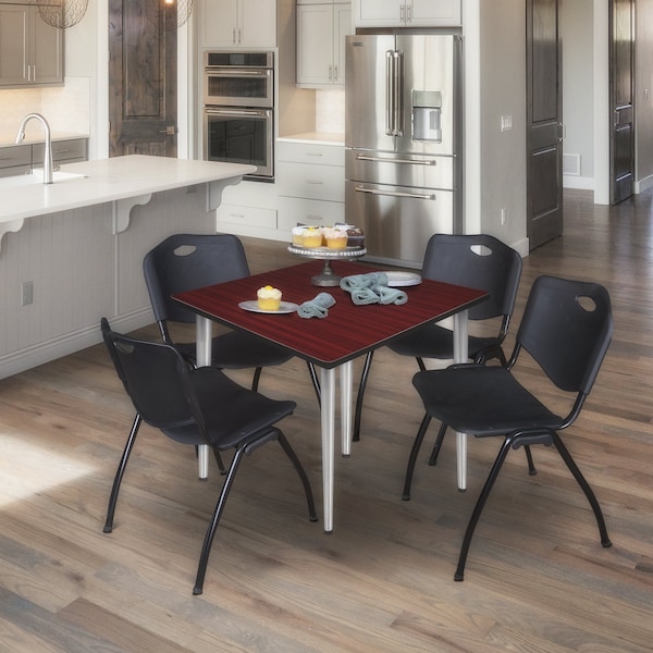Regency Kahlo Square Table & Chair Sets, 42 W, 42 L, 29 H, Wood, Metal, Plastic Top, Mahogany - TPL4242MHCM47BK