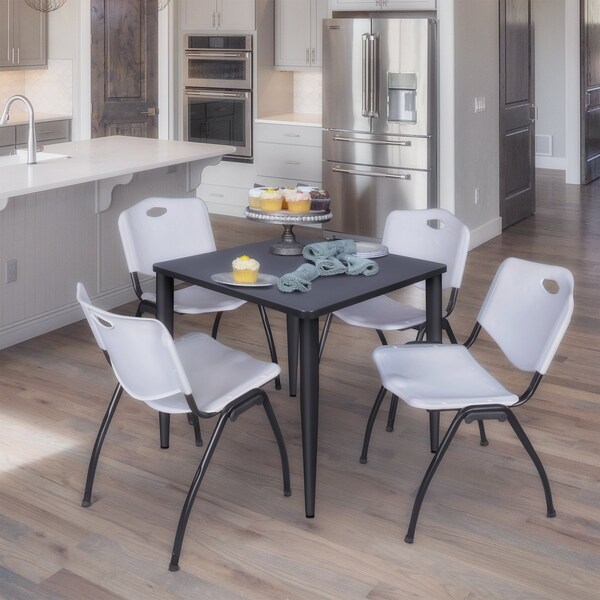 Regency Kahlo Square Table & Chair Sets, 30 W, 30 L, 29 H, Wood, Metal, Plastic Top, Grey - TPL3030GYBK47GY