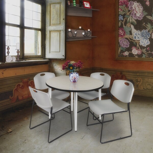Regency Kahlo Round Table & Chair Sets, 42 W, 42 L, 29 H, Wood, Metal, Polypropylene Top, Maple - TPL42RNDPLCM44GY