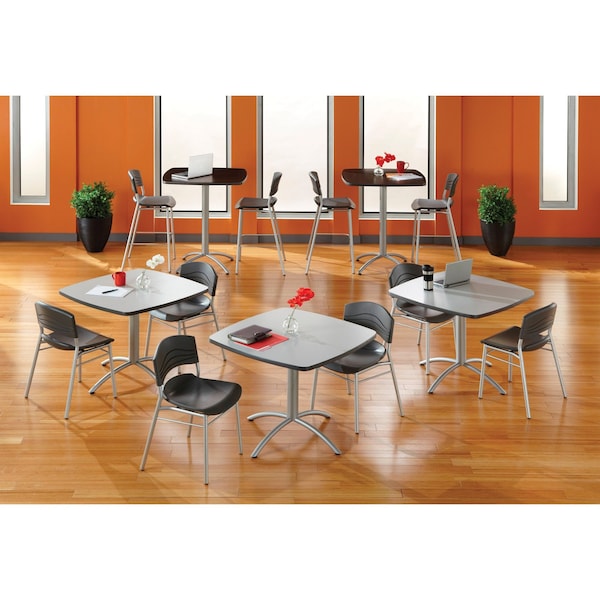 Iceberg Square CafÃ©Worksâ„¢ Table, Walnut - 36" Square x 29"H, 36" W, 36" L, 29" H, Laminated Melamine Top - 65614