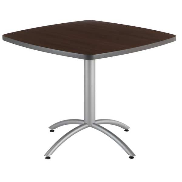 Iceberg Square CafÃ©Worksâ„¢ Table, Walnut - 36" Square x 29"H, 36" W, 36" L, 29" H, Laminated Melamine Top - 65614