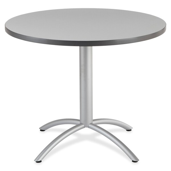 Cafeworks Round Cafe/Breakroom Table, Gray - 42" Round x 29"H, 42" W, 42" L, 29" H, Laminated Melamine Top - 65647
