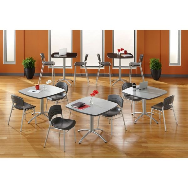 Iceberg Square CafÃ©Worksâ„¢ Table, Gray - 36" Square x 29"H, 36" W, 36" L, 29" H, Laminated Melamine Top - 65617