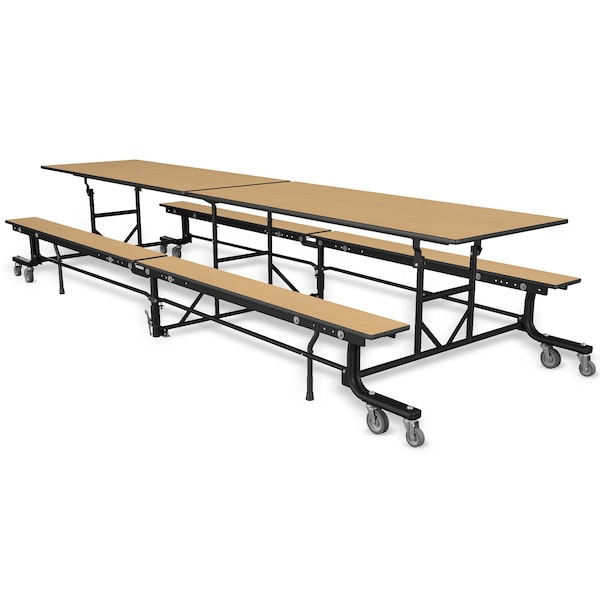 Palmer Hamilton Rectangle Cafeteria Bench Table, 145 in W, 29 in H, Fusion Maple - 19F18293012FB