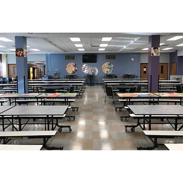 Palmer Hamilton Rectangle Cafeteria Bench Table, 145 in W, 29 in H, Fusion Maple - 19F18293012FB