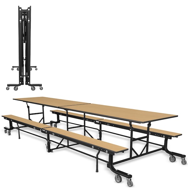 Palmer Hamilton Rectangle Cafeteria Bench Table, 145 in W, 29 in H, Fusion Maple - 19F18293012FB