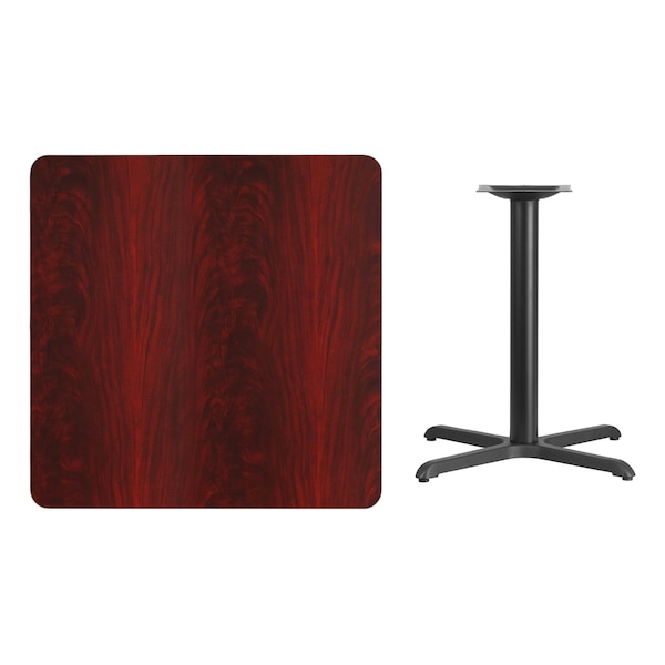 Flash Furniture Square Laminate Table, 36" W, 36" L, 31.125" H, Laminate Top, Wood Grain - XU-MAHTB-3636-T3030-GG