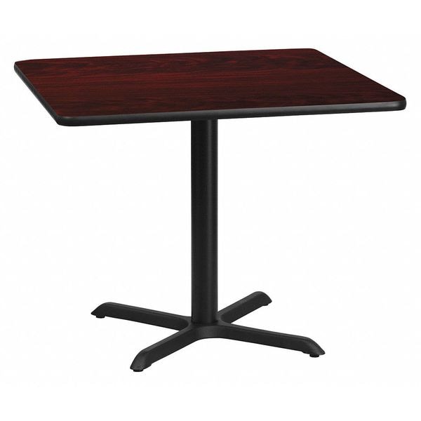 Flash Furniture Square Laminate Table, 36" W, 36" L, 31.125" H, Laminate Top, Wood Grain - XU-MAHTB-3636-T3030-GG