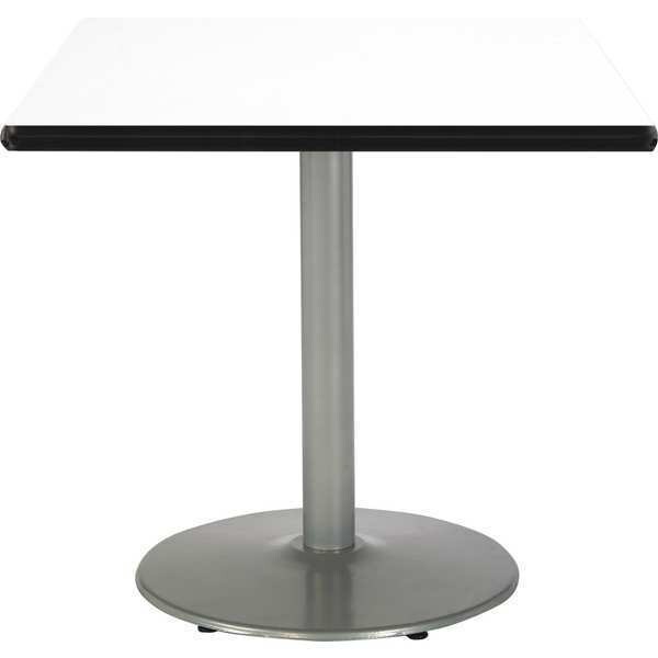 Kfi Square Pedestal Table, 36" W, 29" (Cafe Height) H, Laminate Top, Crisp Linen - T36SQ-B1922-SL-CL