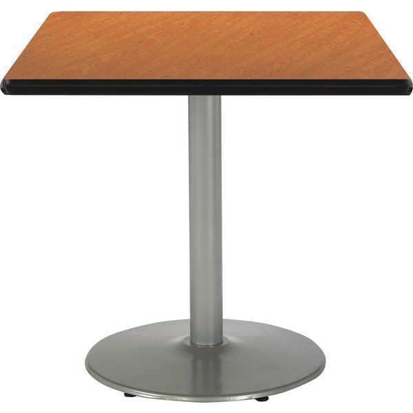 Kfi Square Pedestal Table, 30" W, 29" (Cafe Height) H, Laminate Top, Medium Oak - T30SQ-B1917-SL-MO