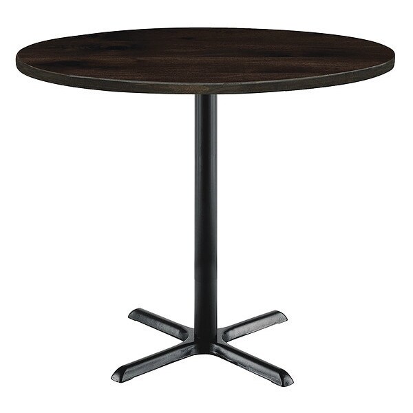 Kfi Round KFI Urban Loft 42" Round Top Breakroom Table, Espresso Finish, Black X Base, Bistro Height - T42RD-B2025BK-38-LFT-ES