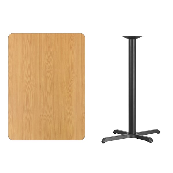 Flash Furniture Rectangle Natural Laminate Table, 30" W, 42" L, 43.125" H, Laminate Top, Wood Grain - XU-NATTB-3042-T2230B-GG