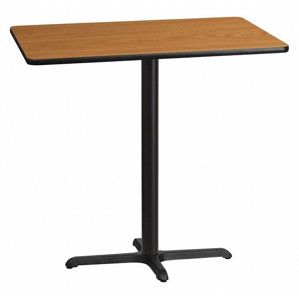 Flash Furniture Rectangle Natural Laminate Table, 30" W, 42" L, 43.125" H, Laminate Top, Wood Grain - XU-NATTB-3042-T2230B-GG