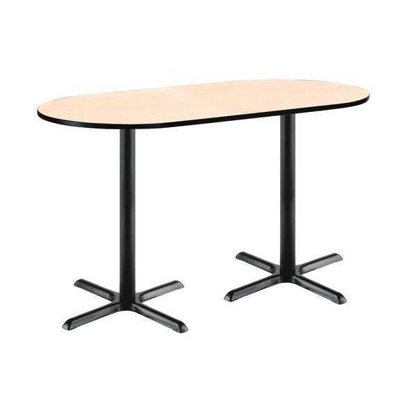 Kfi Racetrack Bistro Table, 72" W, 42" (Bar Height) H, Laminate Top, Natural - T3072R-B2015-BK-NA-38