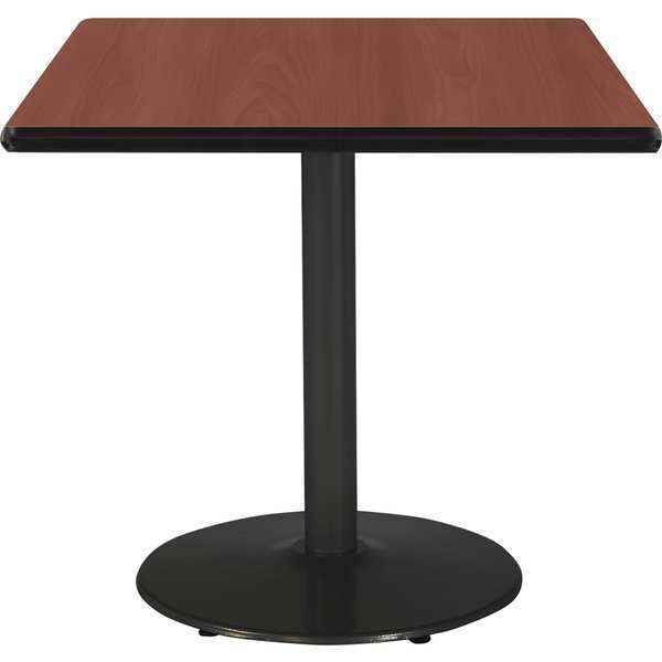 Kfi Square KFI 30" Square Breakroom Table with Mahogany Top, Round Black Base, 30 W, 30 L, 29 H - T30SQ-B1917-BK-MH