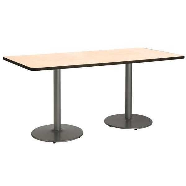Kfi Rectangle KFI 36" x 72" Pedestal Table with Natural Top, Round Silver Base, 72 W, 36 L, 29 H - T3672-B1922-SL-NA