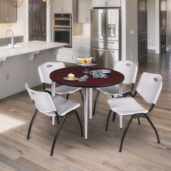 Regency Kahlo Round Table & Chair Sets, 36 W, 36 L, 29 H, Wood, Metal, Plastic Top, Mahogany - TPL36RNDMHCM47GY