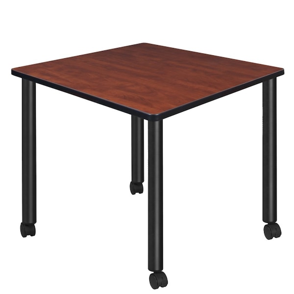 Regency Kee Mobile Tables, 42 W, 42 L, 29 H, Wood, Metal Top, Cherry - TBMC4242CHBK