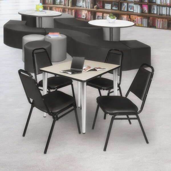 Regency Kahlo Square Table & Chair Sets, 36 W, 36 L, 29 H, Wood, Metal, Vinyl Top, Maple - TPL3636PLCM29BK