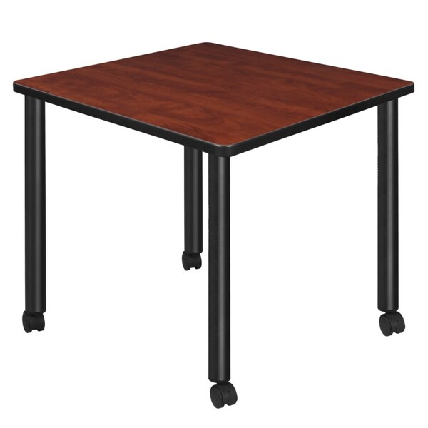 Regency Kee Mobile Tables, 30 W, 30 L, 29 H, Wood, Metal Top, Cherry - TBMC3030CHBK