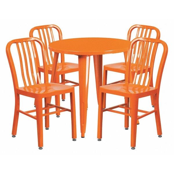 Flash Furniture Round 30" W, 30" L, 29.5" H, Metal Top, Orange - CH-51090TH-4-18VRT-OR-GG