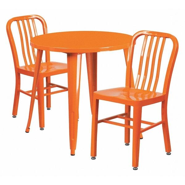 Flash Furniture Round 30" W, 30" L, 29.5" H, Metal Top, Orange - CH-51090TH-2-18VRT-OR-GG