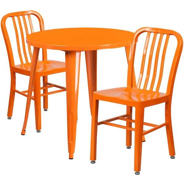 Flash Furniture Round 30" W, 30" L, 29.5" H, Metal Top, Orange - CH-51090TH-2-18VRT-OR-GG