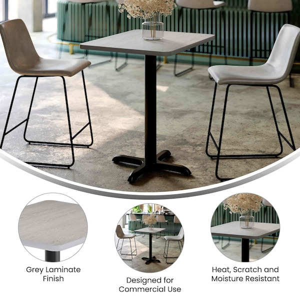 Flash Furniture Rectangle 24 in W, 30 in L, Gray - XU-GYTB-2430-T2222-GG