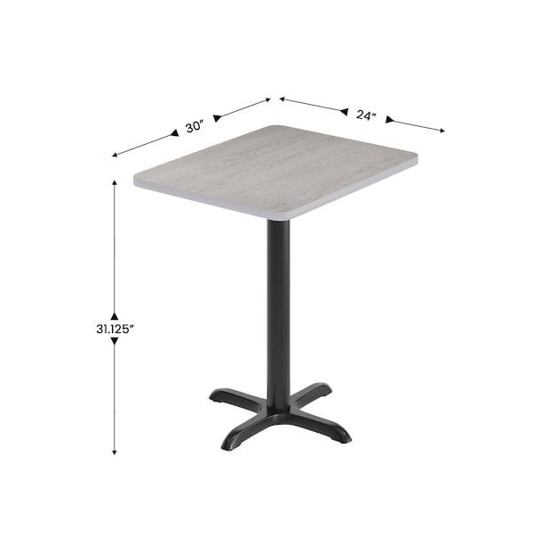 Flash Furniture Rectangle 24 in W, 30 in L, Gray - XU-GYTB-2430-T2222-GG