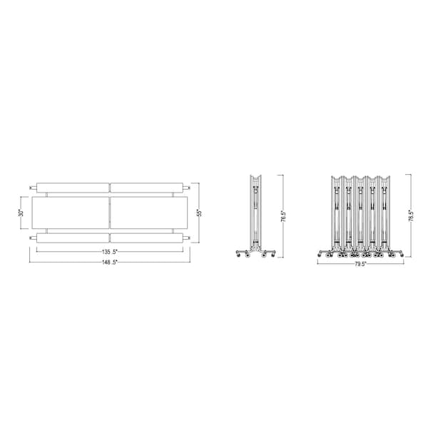 Palmer Hamilton Rectangle Cafeteria Bench Table, 145 in W, 29 in H, Gray Glace - 19F18293012GB