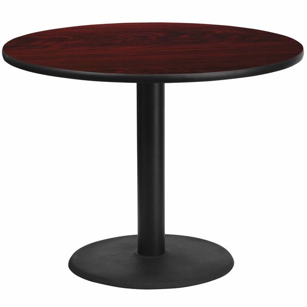 Flash Furniture Round Mahogany Laminate Table w/Rnd Base, 42", 42" W, 42" L, 31.125" H, Laminate Top, Wood Grain - XU-RD-42-MAHTB-TR24-GG