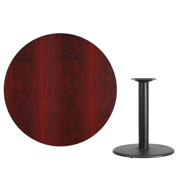 Flash Furniture Round Mahogany Laminate Table w/Rnd Base, 42", 42" W, 42" L, 31.125" H, Laminate Top, Wood Grain - XU-RD-42-MAHTB-TR24-GG