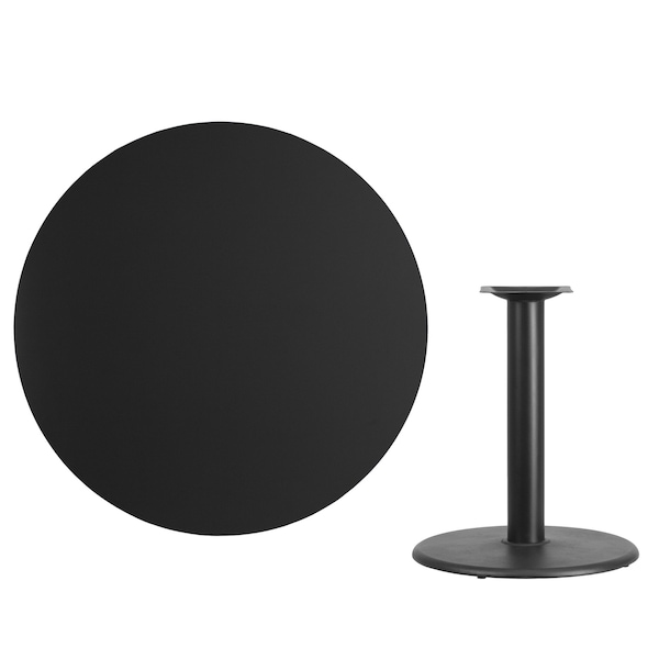 Flash Furniture Round Laminate Table Top, 42" W, 42" L, 31.125" H, Laminate Top, Wood Grain - XU-RD-42-BLKTB-TR24-GG