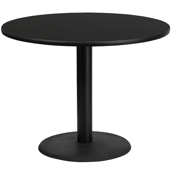 Flash Furniture Round Laminate Table Top, 42" W, 42" L, 31.125" H, Laminate Top, Wood Grain - XU-RD-42-BLKTB-TR24-GG