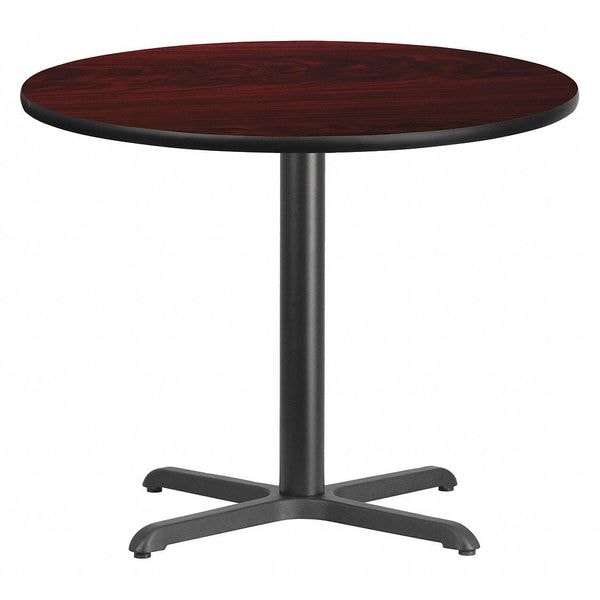 Flash Furniture Round Mahogany Laminate Table w/Rnd Base, 36", 36" W, 36" L, 31.125" H, Mahogany - XU-RD-36-MAHTB-T3030-GG