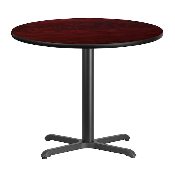 Flash Furniture Round Mahogany Laminate Table w/Rnd Base, 36", 36" W, 36" L, 31.125" H, Mahogany - XU-RD-36-MAHTB-T3030-GG