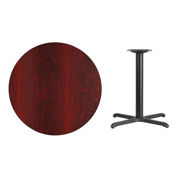 Flash Furniture Round Mahogany Laminate Table w/Rnd Base, 36", 36" W, 36" L, 31.125" H, Mahogany - XU-RD-36-MAHTB-T3030-GG