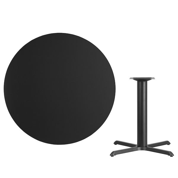Flash Furniture Round Laminate Table Top, 42" W, 42" L, 31.125" H, Laminate Top, Wood Grain - XU-RD-42-BLKTB-T3333-GG