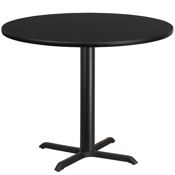 Flash Furniture Round Laminate Table Top, 42" W, 42" L, 31.125" H, Laminate Top, Wood Grain - XU-RD-42-BLKTB-T3333-GG