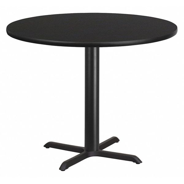 Flash Furniture Round Laminate Table Top, 42" W, 42" L, 31.125" H, Laminate Top, Wood Grain - XU-RD-42-BLKTB-T3333-GG