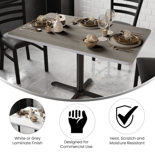 Flash Furniture Glenbrook 30in. x 48in. Rectangular Table Top w/White or Gray Reversible Laminate Top - XU-WHGY-3048-GG