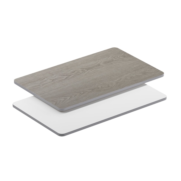 Flash Furniture Glenbrook 30in. x 48in. Rectangular Table Top w/White or Gray Reversible Laminate Top - XU-WHGY-3048-GG
